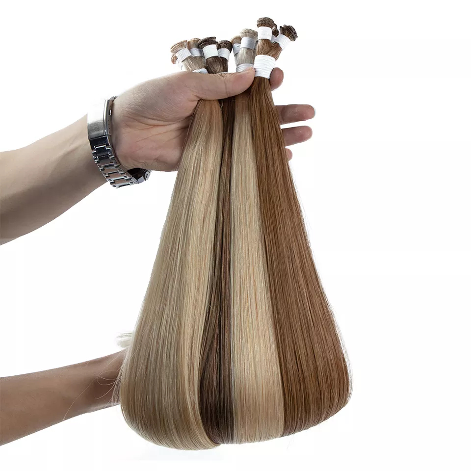 Hot Selling Hand Tied Wefts Remy Human Hair Extension Cuticle Aligned Hand Tied Wefts